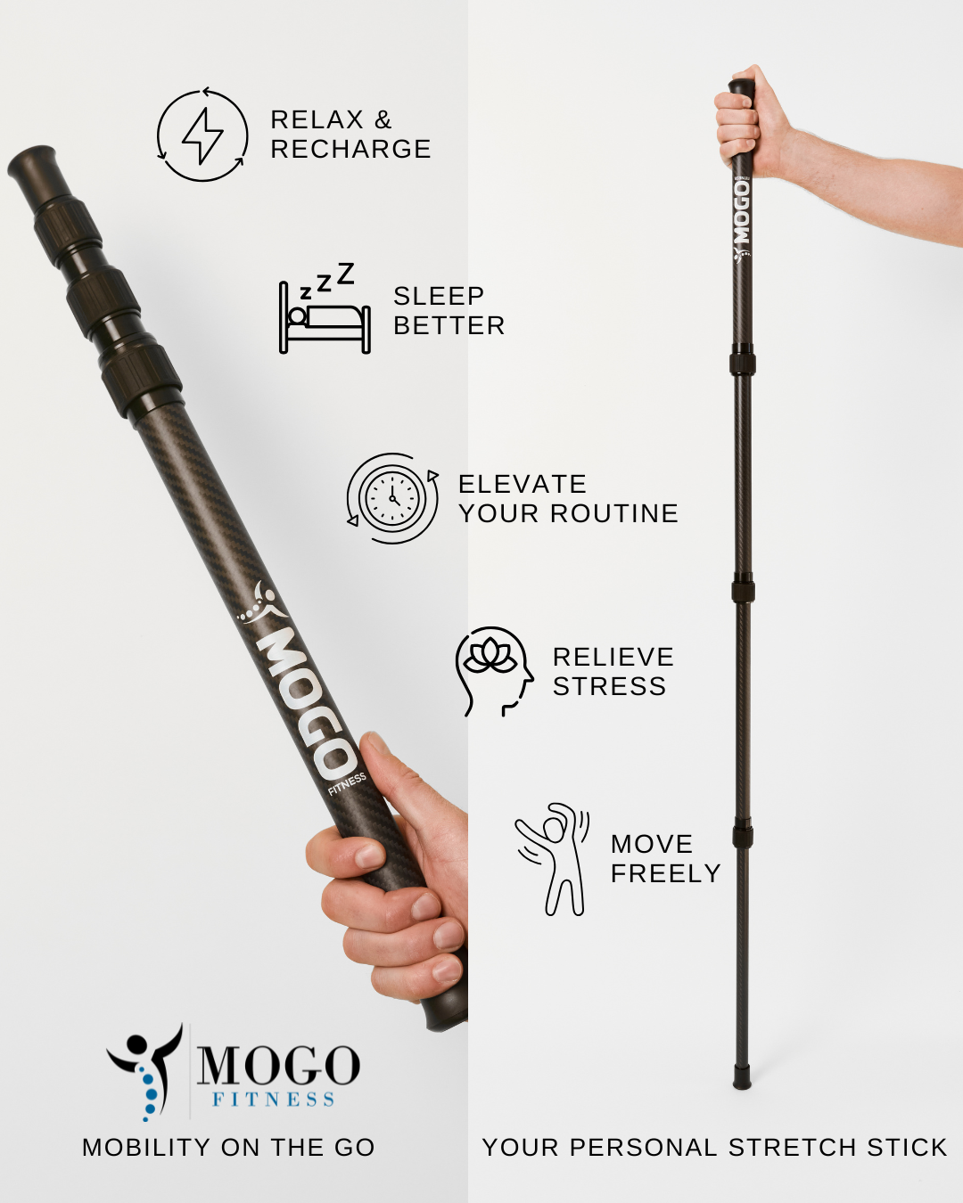 MOGO Fitness - Portable Stretch Stick Pair Version 2.0 - MOGO Fitness